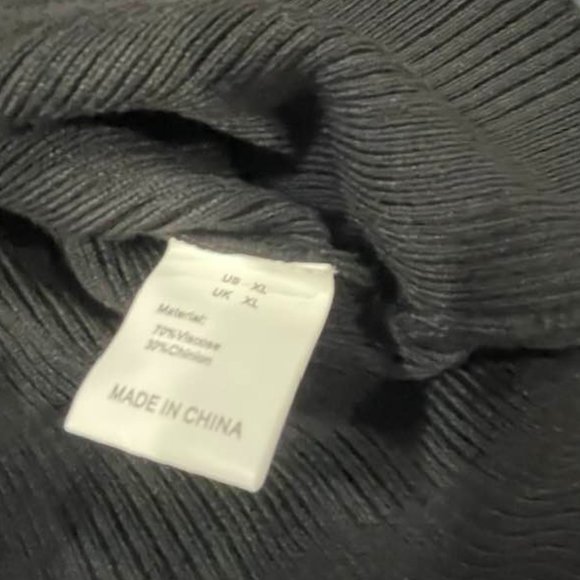 Cold Shoulder Long Sleeves Ribbed Sweater Midi Bodycon Dress - Black - XL - Picture 12 of 14